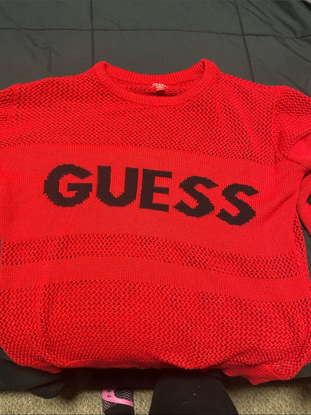 Guess Red Crewneck Sweater with Black Logo